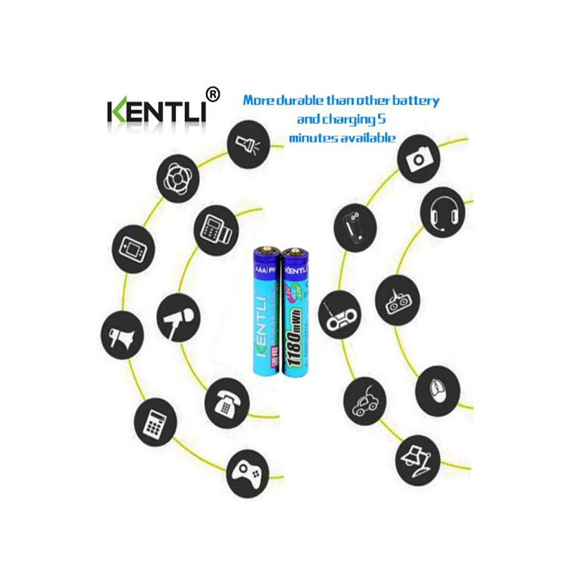 2 шт./партия с низким саморазрядом KENTLI 1 5 V AAA 1180mWh Полимерные литий-ионные
