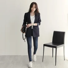 Стиль черные блейзеры костюм длинный маленький костюм корейский Профессиональный пиджак пальто весна осень дикий тонкий простой костюм пальто