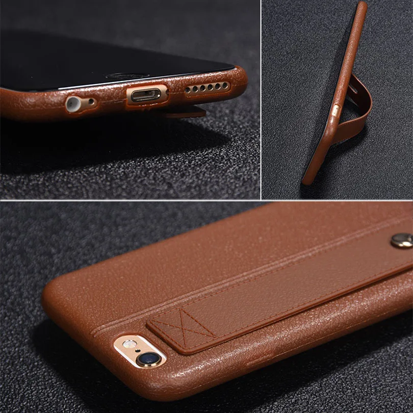 Чехол для телефона из искусственной кожи с кронштейном на iPhone 5 5S SE 6 6S 7 8 Plus задняя крышка Покрытие мягкие защитные чехлы из ТПУ