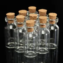 Frascos de vidro transparentes bonitos, mini frascos de vidro de cortiça vazios, recipiente para artesanato diy, 1 peça presente 16x35mm