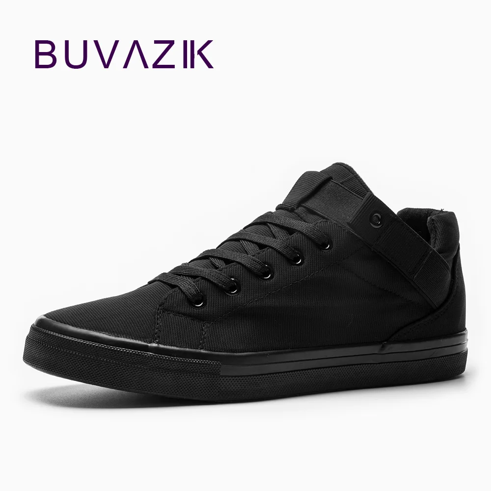 Vente BUVAZIK 2018 printemps casual sneakers pour hommes noir ou blanc de mode toile chaussures respirant tissu vulcanisé chaussures adulte mâle