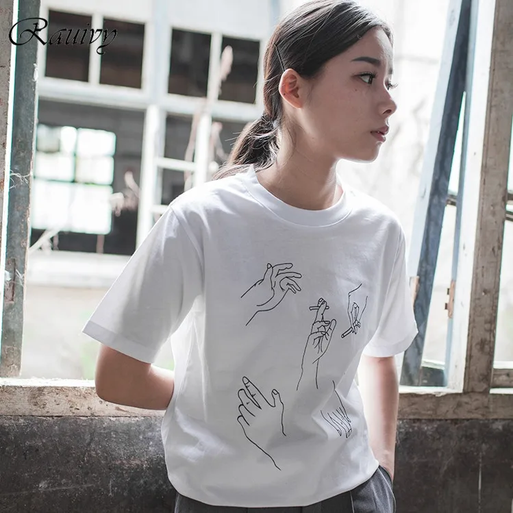 harajukushirtwomen2020koreantshirtwomennewkawaiisummerstyletshirtmentshirtwomenloversfinger