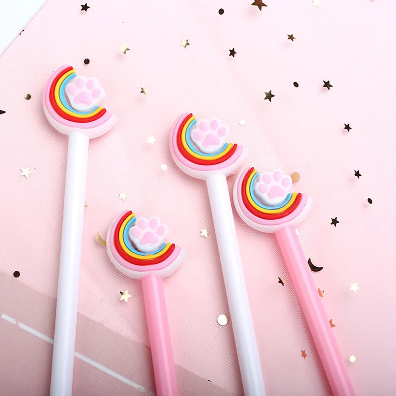 

2pcs Cartoon Gel Pen Cute Rainbow Cat Claw 0.5mm Black Writing Pen Stationery Kawaii School Office Supplies Escolar Papelaria