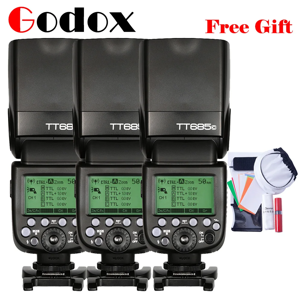 3pcs Godox TT685 TT685C 2.4G Wireless TTL HSS Speedlite Flash For Canon