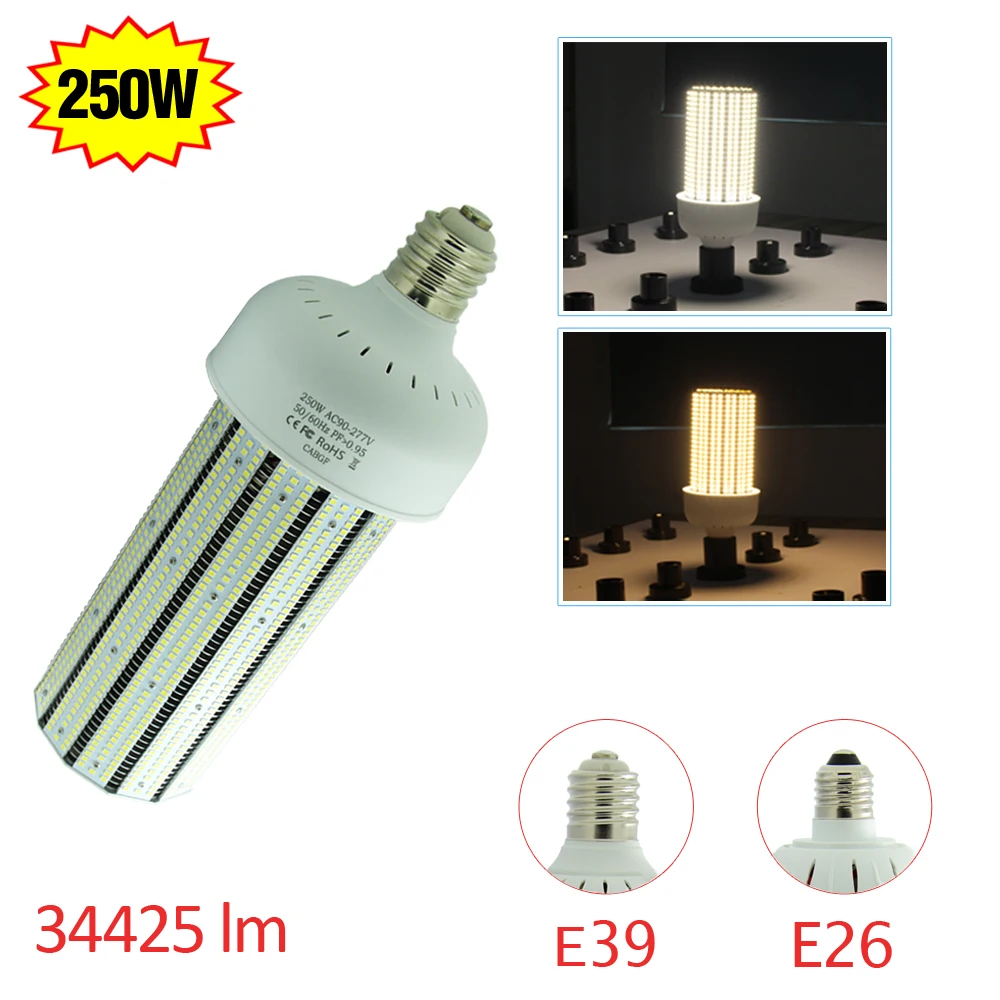 ul 250 watt led corn cob bulb lights 30000lm mogul base replace 1000