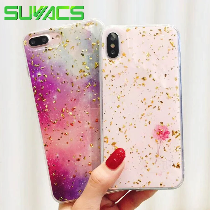 

SUYACS Phone Case For iPhone 7 8 X XS MAX XR 6 6S Plus Cute Gradient Marble Epoxy Soft Graphic Phone Case Cover Fundas Shells