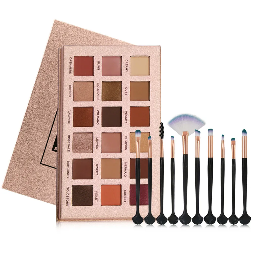 

18 Color Shimmer Glitter Eye Shadow Powder Matt Eyeshadow Makeup Brush Set Makeup Shimmer Eyeshadow Cosmetic Kit 5.13DJL