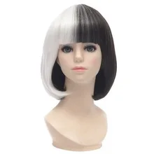 

Ryugazaki Short white Black Mix Cosplay Wig Kanekalon hair no lace front wigs Free deliver