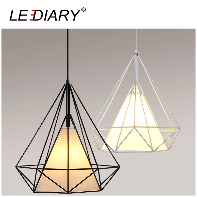

LEDIARY E27 Birdcage Pendant Light Scandinavian Minimalist Pyramid Light Iron Light Wrought Iron Hanging Lamp Bulb Excluded