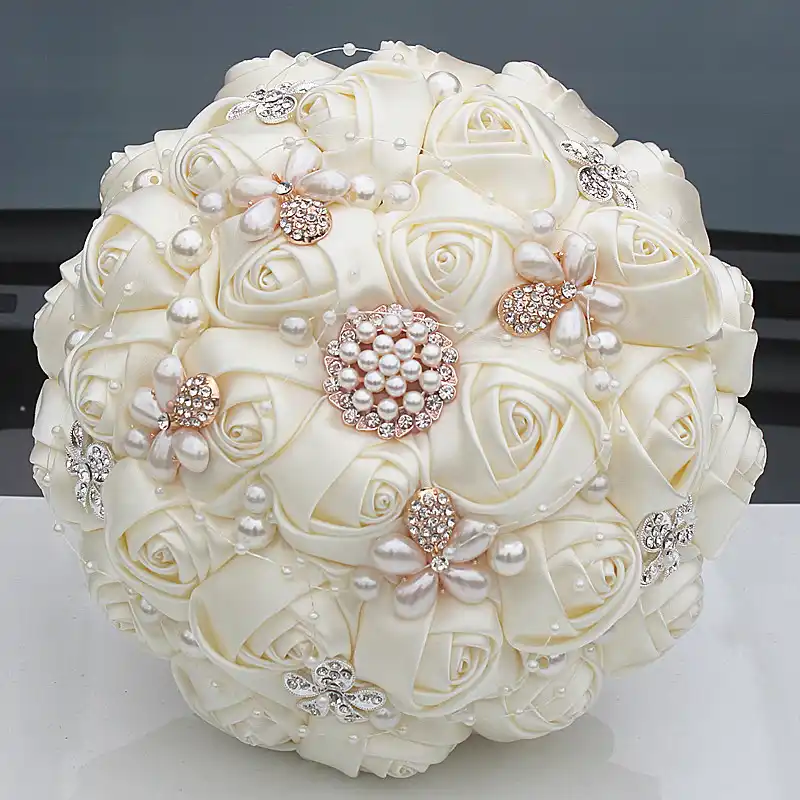 Missrdress Gorgeous Bruidsboeket Pearl Wedding Bouquet Ivory