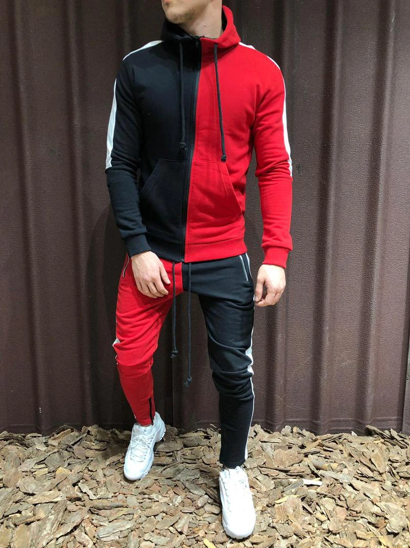 

WENYUJH NEW Autumn 2PCS Tracksuits Men Casual Patchwork Sportwear Set Hoodies Sweatshirt Sweatpants Mens Joggers Hoody Suits 3XL