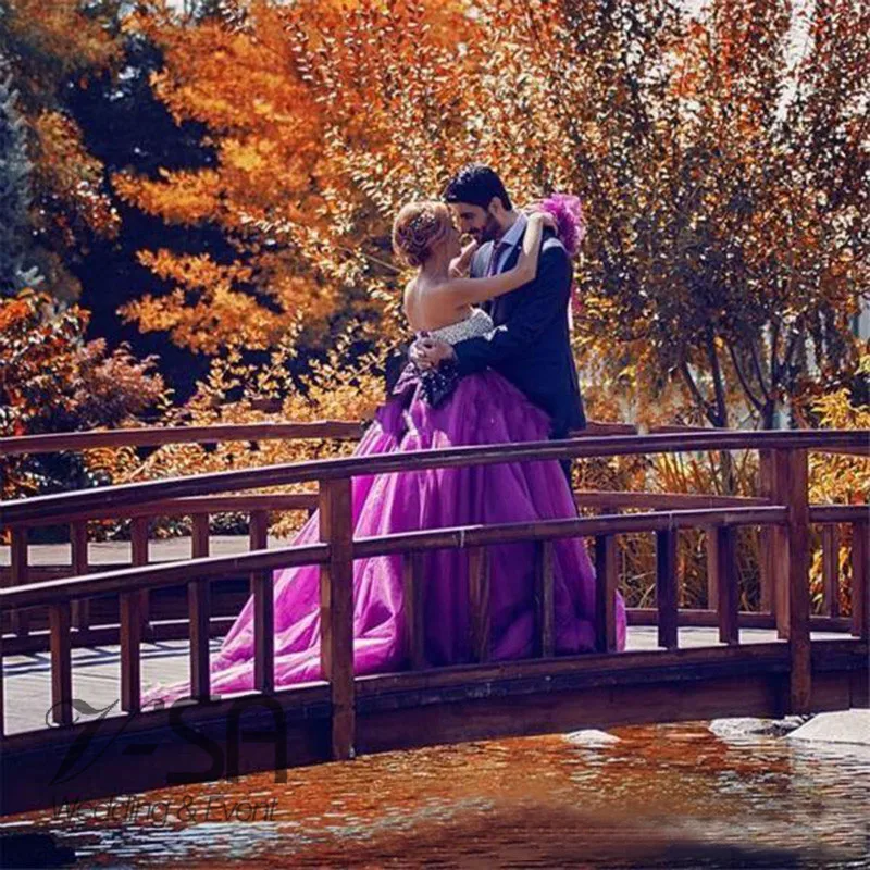 Элегантный Quinceanera Платья Фиолетовый Тюль Из Бисера Кристалл Блестки Лук Бальное платье На Заказ Реальные Фотографии Свадебные Платья 15 Anos Q1092