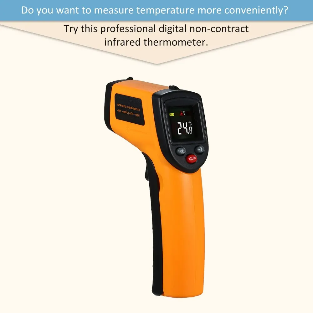 

Safely Infrared Thermometer Digital Thermometer Professional LCD Pyrometer 12:1 IR Infrared Surface Temperature Sensor GM333A