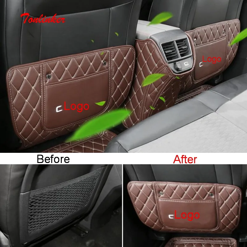 

Tonlinker Interior Seat back Anti-dirty Cover Sticker for Citroen C5 Aircorss 2018-19 Car Styling 3 PCS PU Leather Cover sticker