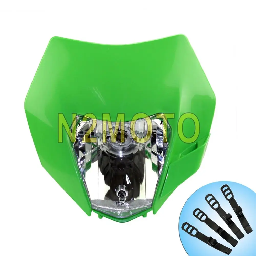 Мотокросс Белый Байк прочная фара MX гонки маска на голову передняя лампа для KTM EXC SX-F XC-W Husqvarna FE TE 125 350 450 - Цвет: Green