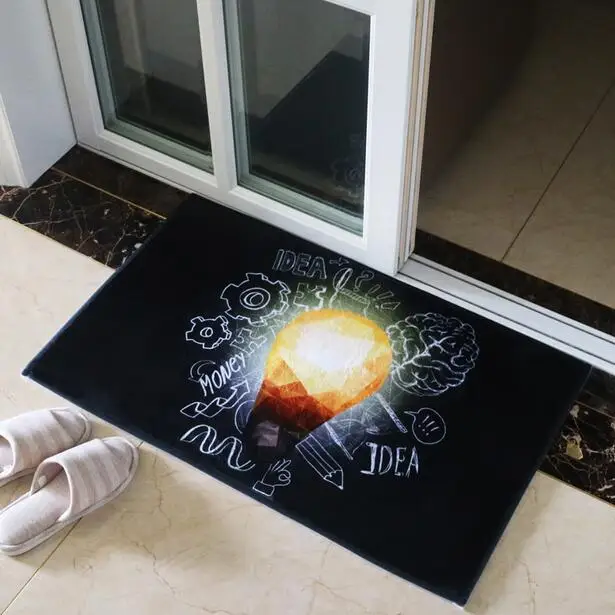 3D Light Bulb Doormat Area Rugs Floor Carpet Non-slip Floor Door Mats for coffee house Living Room Kitchen Floor Stairs Area mat