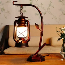 Vintage Exotic Cottage Lantern Lamp Iron Glass Led E27 Table Lamp for Living room Bar Restaurant Deco H 46cm 1780