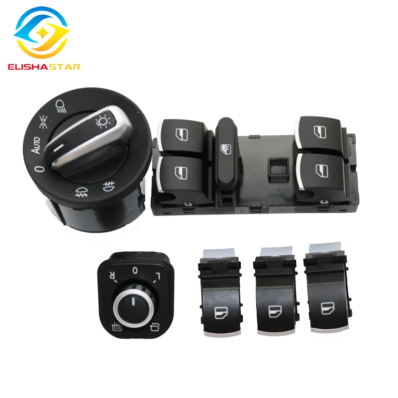 6 шт. оконное зеркало переключатель фар для V W J etta Golf GTI 5 Tiguan Passat B6 CC 5ND959857 5ND941431B 5ND 941