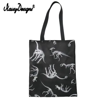 

Noisydesigns Women Canvas Handbag Dinosaur Animal Print Shopping Tote Travel For Girls Reusable Large Grocery Fashion Custom Bag
