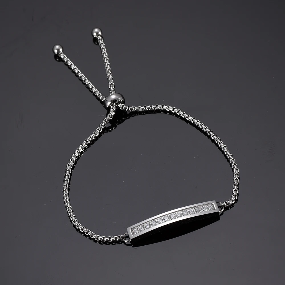 

IJL0185 Fashion Stainless Steel High Quality Crystal Thin Slice Chain Engraevd Keepsake Bracelet Memorial Souvenir Jewelry