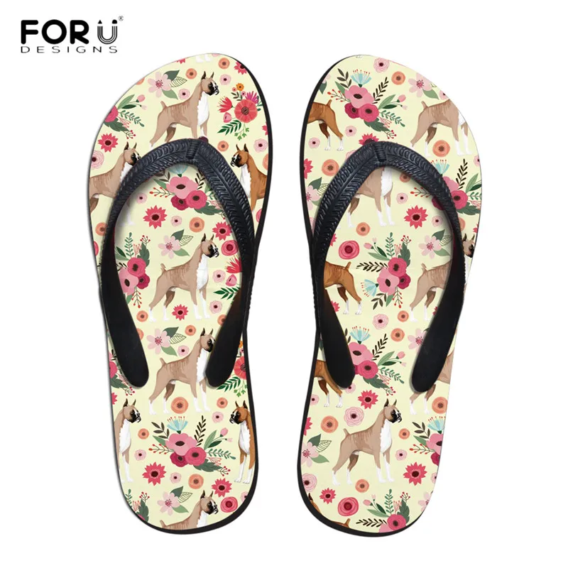 

FORUDESIGNS Fashion Boxer Floral Design Summer Slippers Casual Women Slip-on House Flip Flops Teenager Girls Beach Water Sandals