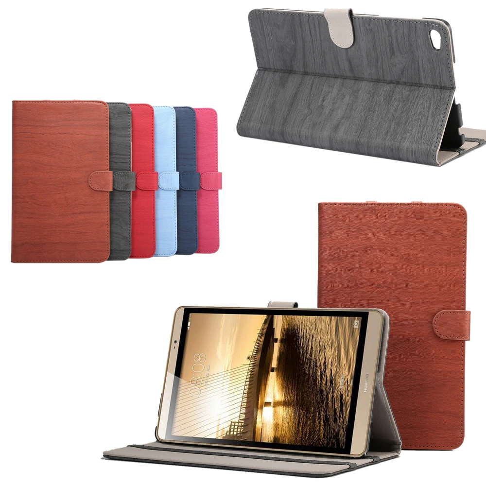 

Ultra Slim Wood Grain Pattern PU Leather Case Stand Flip Protective Cover For Huawei MediaPad M2 8.0 M2-801W M2-803L Tablet