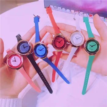 

Luxury Crystal Section Dial Women Quartz Watch Small Slim Silicone Ladies Dress Bracelet Wristwatches Female Clock Rose Gold