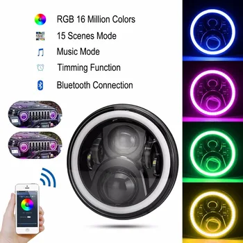 

SOYAVISION For Lada 4x4 urban Niva 7inch Headlamp Full Function RGB Halo Angel Eyes LED Headlight for Jeep JK LJ Accessories