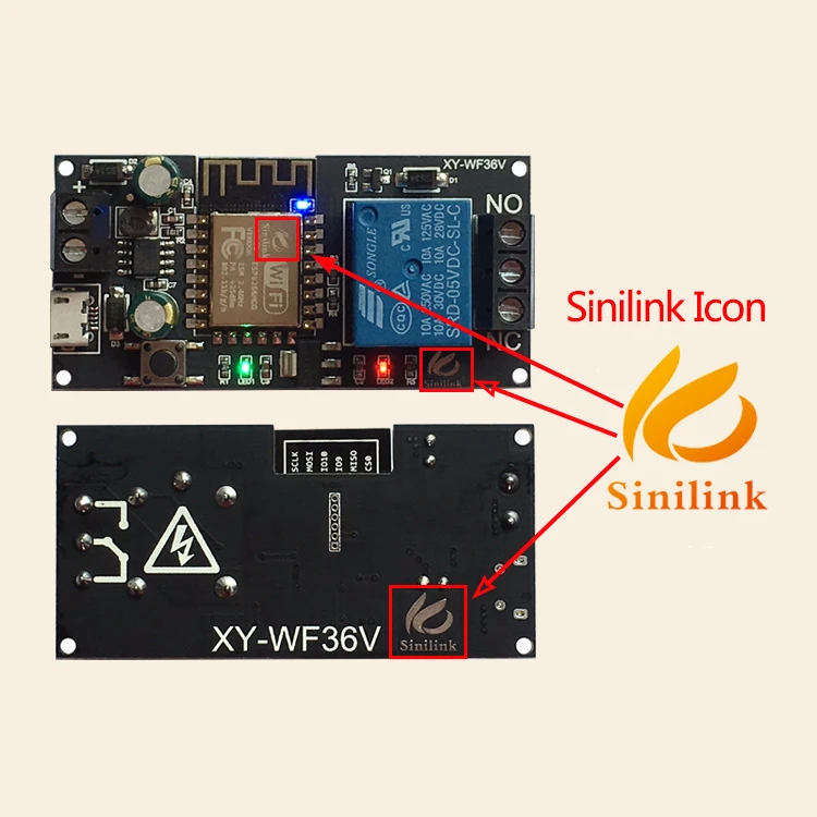 Sinilink WIFI mobile phone remote control relay module DC6V~36V smart home phone APP ESP-12F XY-WF36V
