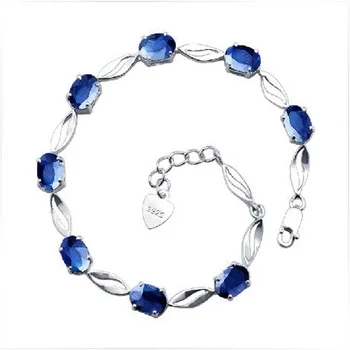 

2017 Sale Qi Xuan_Free Mail Dark Blue Stone Elegant Bracelets_S925 Solid Silver Fashion Bracelets_Manufacturer Directly Sales