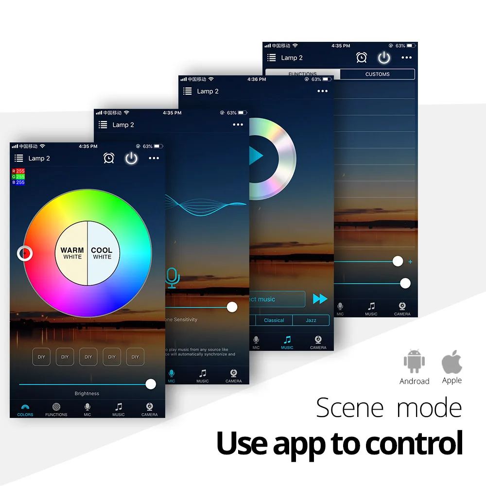 4,5 W E27 светодиодный лампы RGB+ теплый белый Bluetooth приложение управления затемнения Светодиодный лампа RGBW Цвет сменные для вечерние домашнего декора 85-265 V