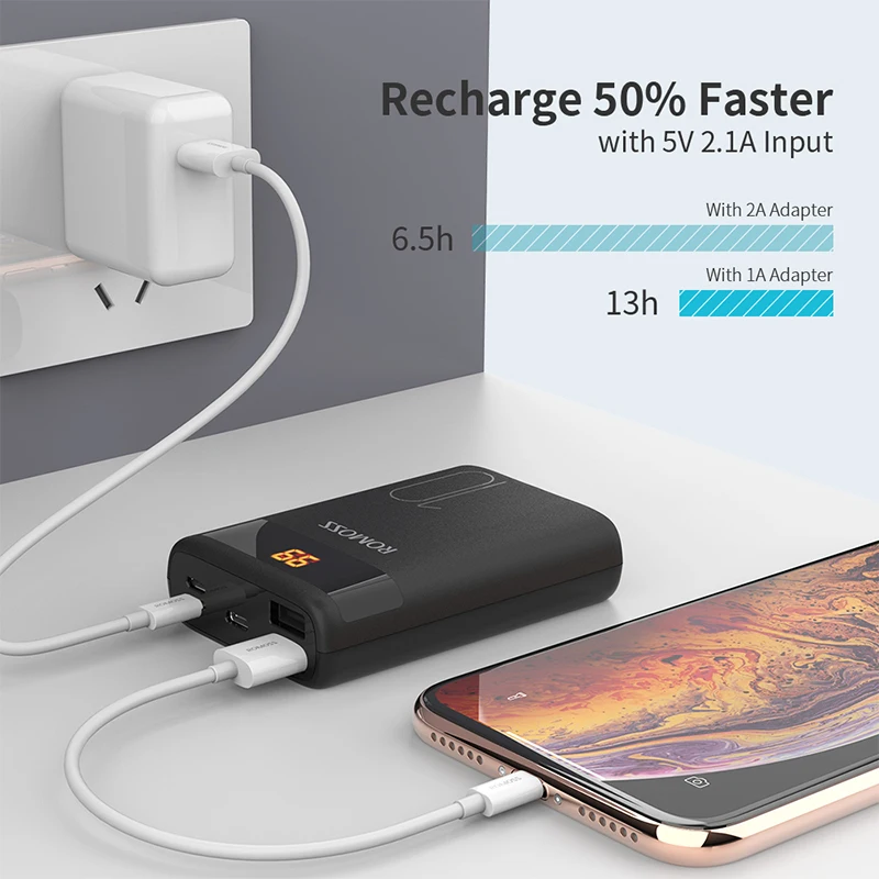 Pаспродажа ROMOSS Ares 10 10000 мАч Внешний аккумулятор с двойным usb портом внешний аккумулятор Размер портативное зарядное устройство для планшета iPhone