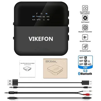 

Auto ON, 2019 Upgraded V5.0 Wireless Bluetooth Receiver aptX HD Music Receiver Transmitter Audio 2 in 1 Adapter Aux Receiver