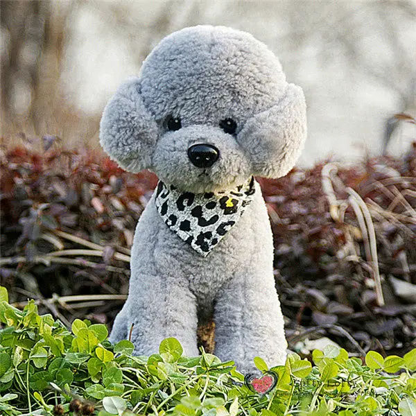 Life like teddy poodle dogs plush toys 30cm - Leopard Triangular Scarf Grey