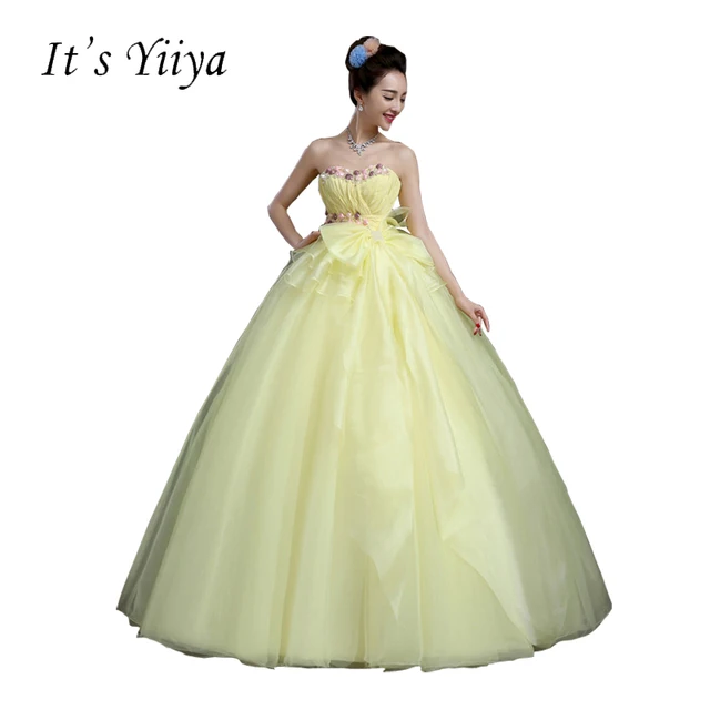 Yellow Flowers Wedding Dress