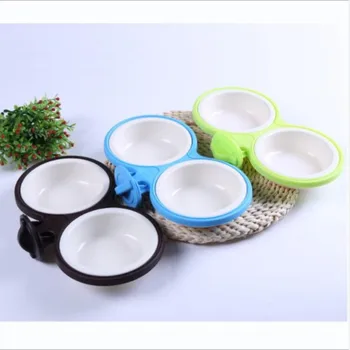 

3 Color Hanging Dogs Double Bowl Automatic Water Drinking Feeder For Puppy Dog Cat Pet Cage Hanging Bowl Pet Supplies