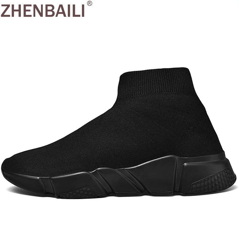 

ZHENBAILI Summer Autumn Breathable Men Women High Top Sneakers 2019 Lightweight Knitted Socj Shoes Flat Casual Walking Trainers