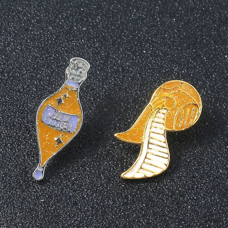 

HP Potter Golden Snitch Badge Brooch T Felix Felicis Potion Bottle Enamel Pins Brooches for Women Men Lapel pin Jewelry