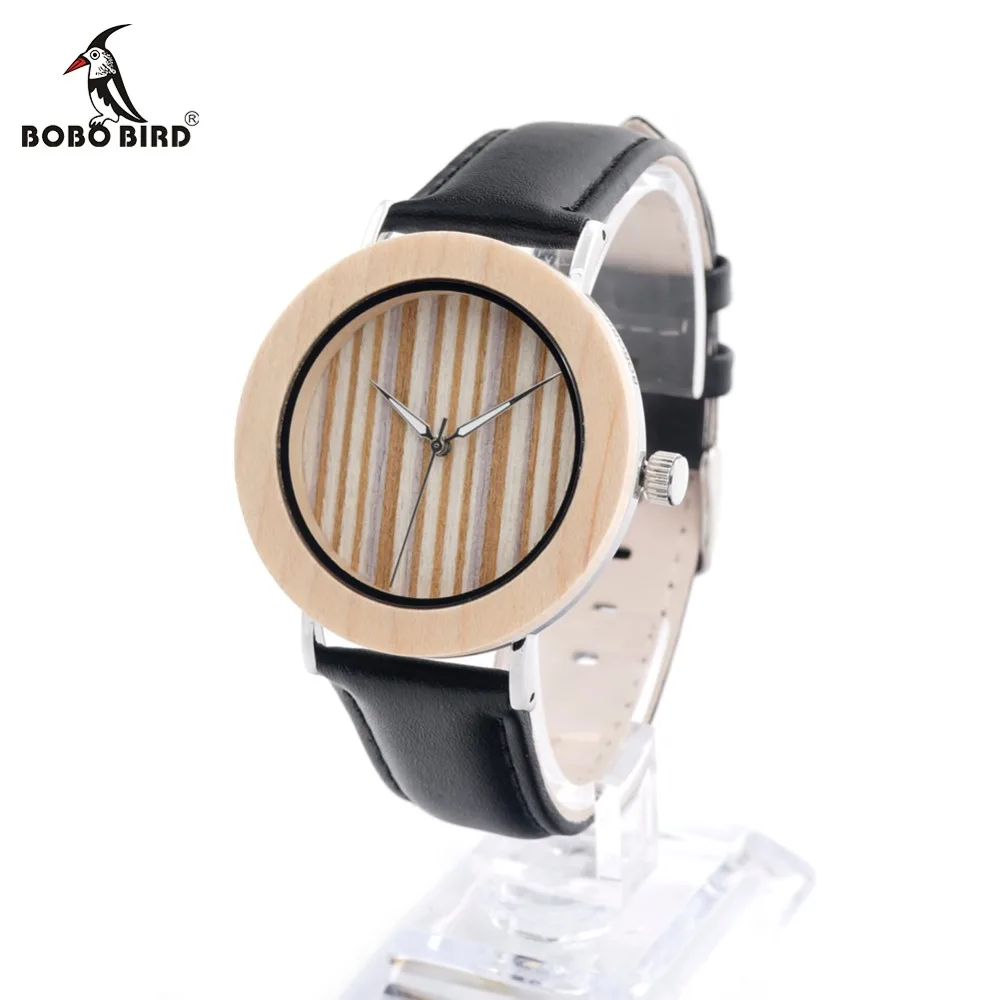 

BOBO BIRD L-E22 Men Women Wooden Watch with Stainless Steel Back Case Quartz Skeleton Watches OEM