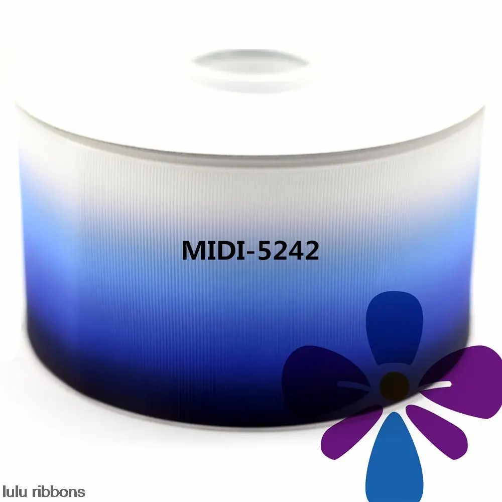 

3" 75mm Blue Gradual Change Color Printed Grosgrain Ribbon DIY Handmade Hair Accessories Clothing Webbing 50 Yards