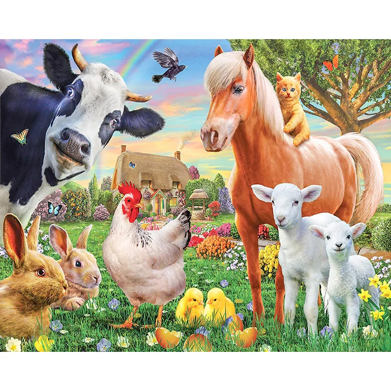 

Zhui Star Full Square Drill 5D DIY Diamond Painting "Animal farm" handmade 3D Embroidery Arts Cross Stitch Mosaic Decor gift