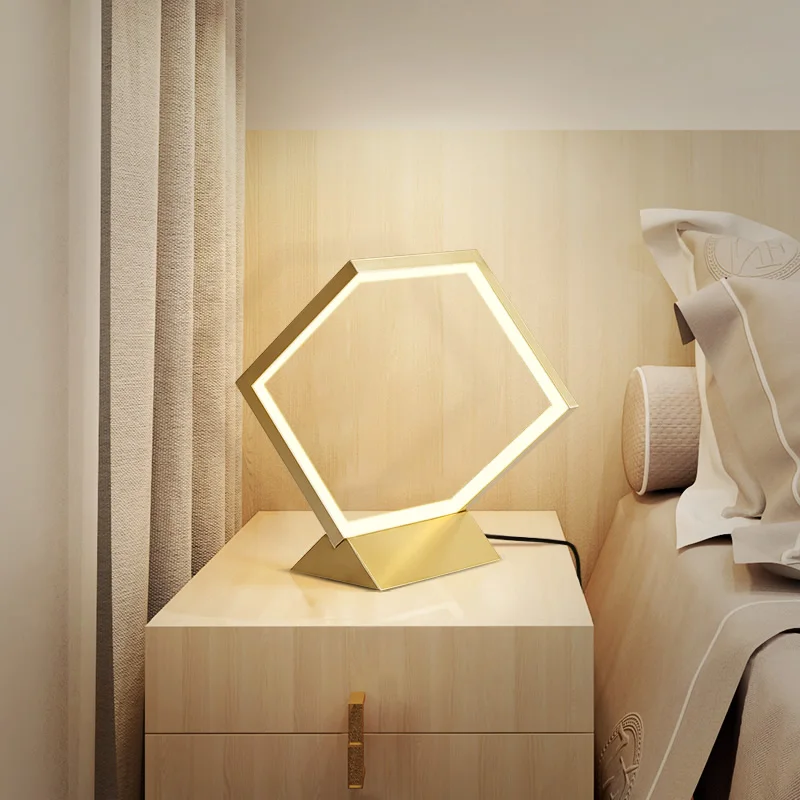 

Table lamp Black gold white square lights for bedroom bedside lighting Aluminum study room office home Modern led desk light