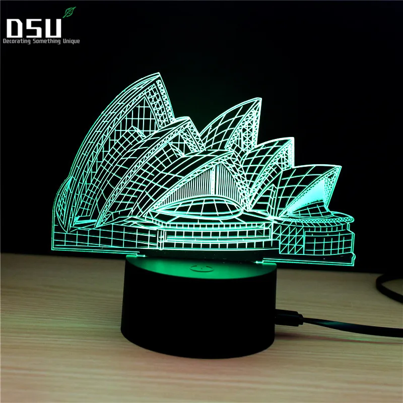 

3D Sydney Opera House Stylish 7 Colour Change Night Light LED Desk Cafe Bar Restaurant Table Mall Lamp Gifts Touch Control