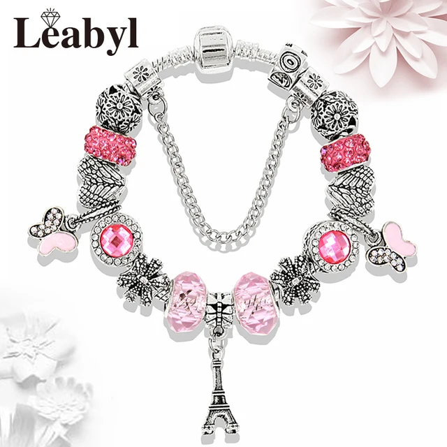 Aliexpress New Arrival 925 Silver Crown Eiffel Tower Charm New Arrival 925 Silver Crown Eiffel Tower Charm Bracelet Enamel Erfly Bead Pandora Bracelets Bangles