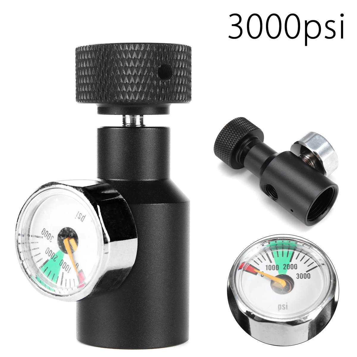 

PCP Paintball Co2 Adapter Air Regulator Filling Fill Station Remote On/Off 3000psi Gauge 1/8NPT Thread Black