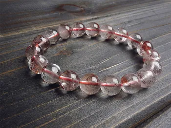 

10.5mm Genuine Natural Red Phantom Quartz Bracelets Women Female Stretch Clear Charm Crystal Round Bead Bracelet Drop Shipping