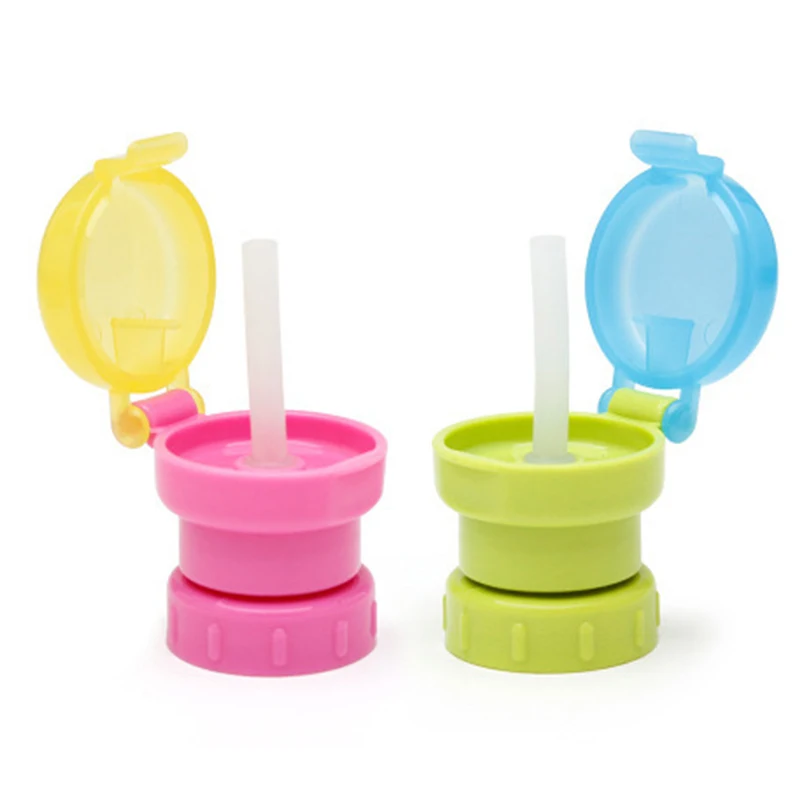 

Portable Spill Proof Juice Soda Water Bottle Twist Cover Cap with Straw Safe Drink Straw Cover Cap Feeding for Kids Hot Sale