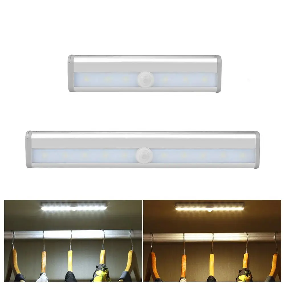 

9.8cm 19cm Motion Sensor LED Rigid Bar Light Wardrobe Closet Wall Lamp Battery Power Cupboard Doorway Night Lighting Lamp