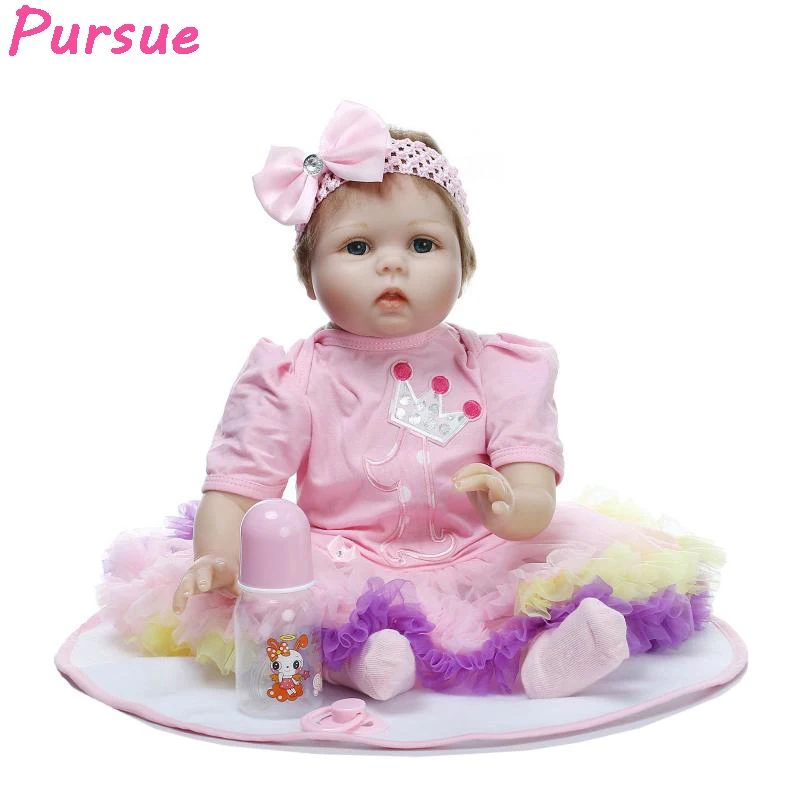 Pursue New Handmade Lifelike Baby Girl Doll Silicone Reborn Baby Doll Toy Newborn Babies with PP Cotton Body Brinquedos 20