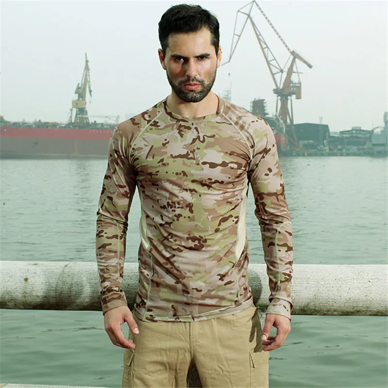 

Man Hunting Outdoor Quick Dry Breathable Camouoflage Print T-Shirt Hiking Short-Sleeved Tactical Round Neck Army Military Shirt